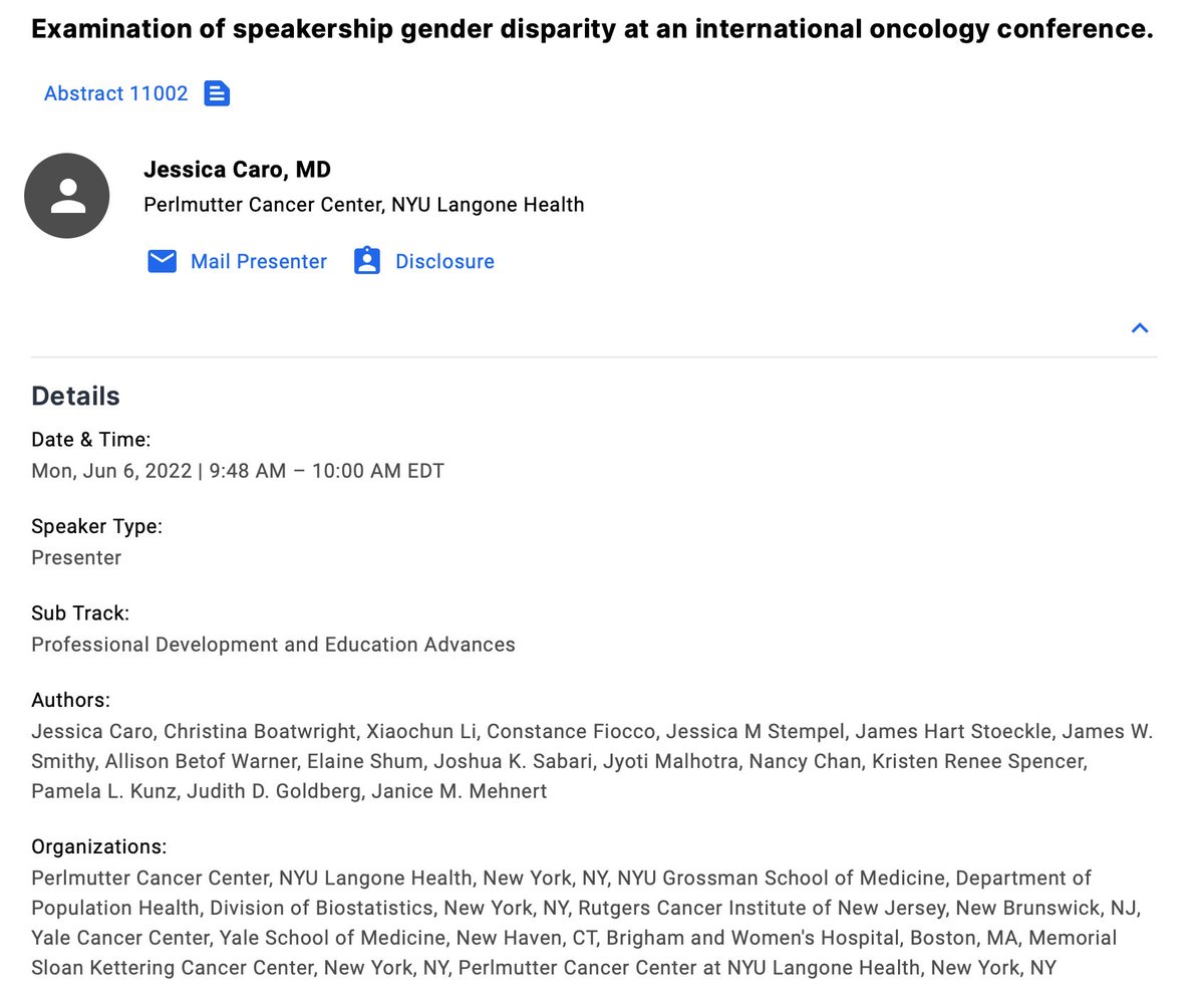 I've been part of <a href="/ASCO/">ASCO</a> for years, but our work has never been a major part of a Clinical Science Symposium. This project is very important to me as it is our first publication in gender equity research. It also allowed me to bring together colleagues old and new.