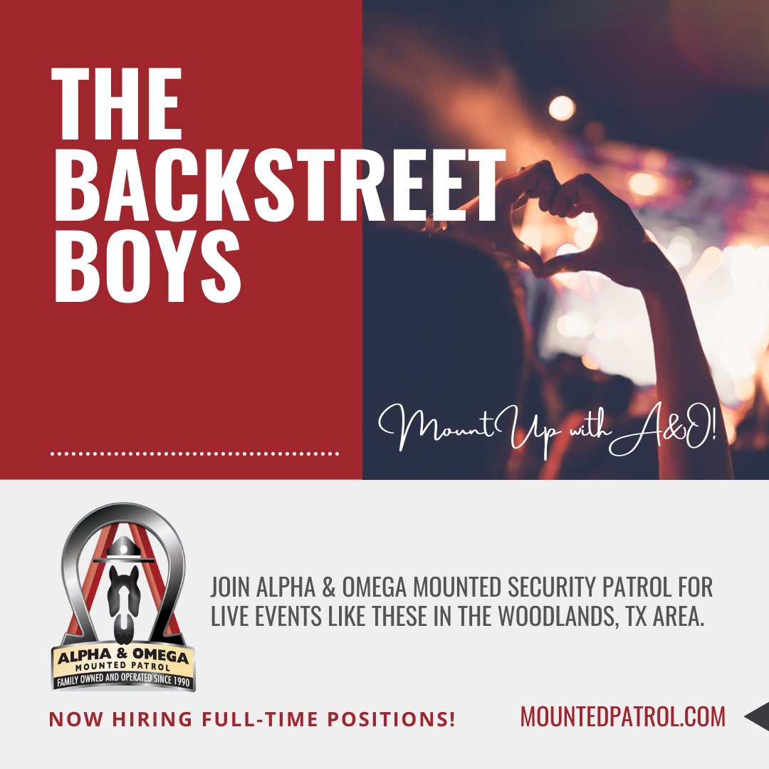 A&O is looking for full-time riders who want to provide security for fans of OneRepublic, Backstreet Boys, Brad Paisley, and more!

Follow: @AOMountedPatrol 
Apply: https://t.co/VHNpcvQJ9P

#mountedpatrol #horseriders #horseriding #mountedsecurity #hiring #horse #horses https://t.co/Zhq5kwySeE