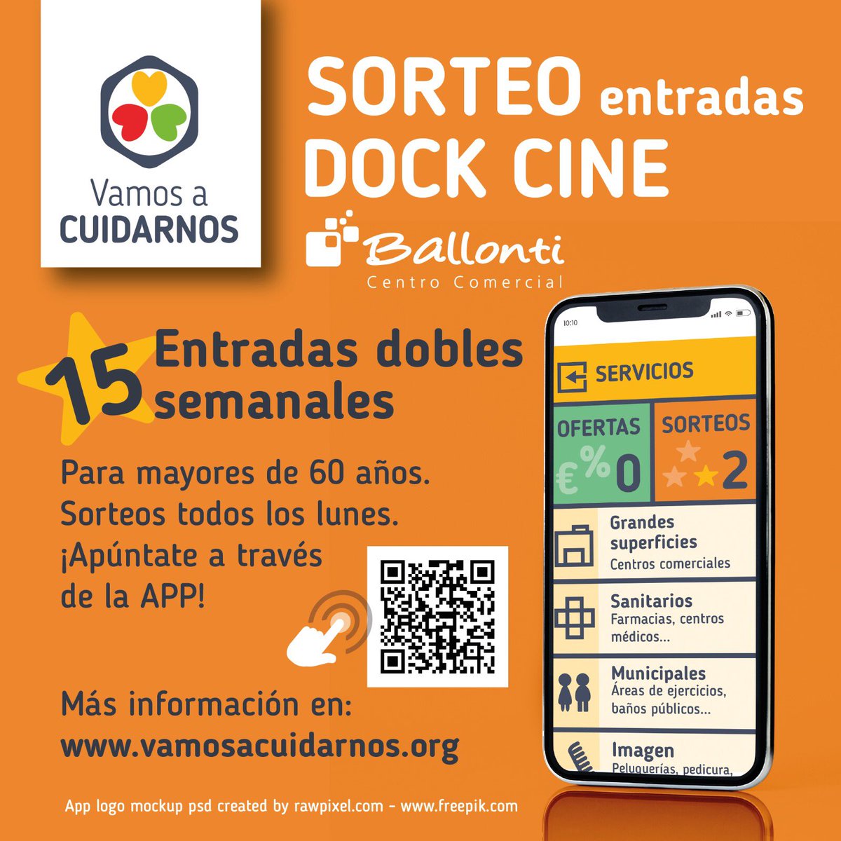 ACuidarnos's tweet photo. ¿Eres mayor de 60 y te apetece ir al @DockCine? Participa desde hoy al sorteo semanal de 15 entradas dobles. Apúntate a través de la #APP @ACuidarnos y pasa una tarde de película! #Portugalete #PersonasMayores #ElMayorActivoEresTú https://t.co/7ARaBtYj2a