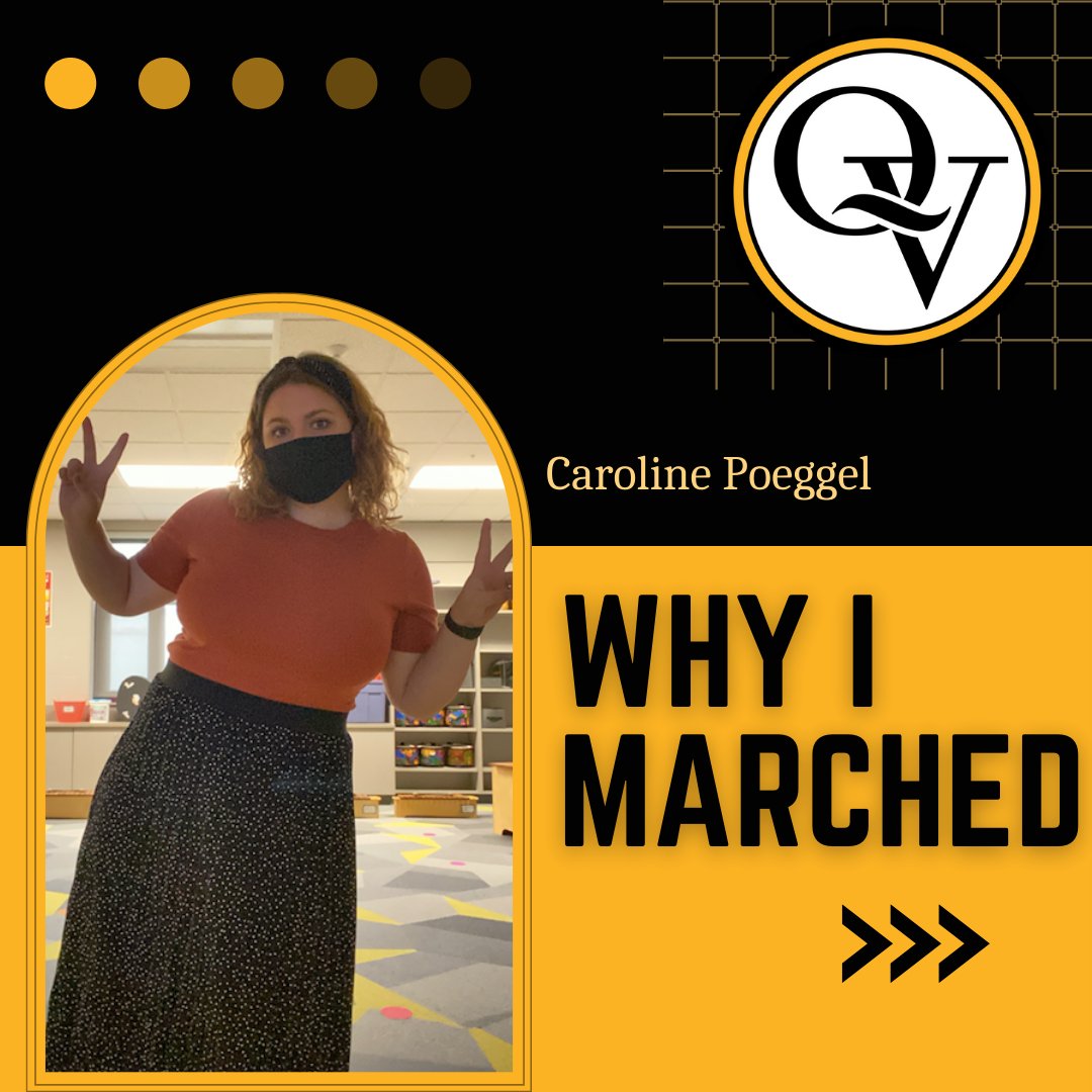 QVHSBandOrch's tweet photo. Today's #whyimarched #throwbackthursday is a fabulous violinist, a one-time senior rookie playing sax in the marching band, and is now (I'm very proud to say) a music educator herself. Caroline Poeggel! https://t.co/mR1HNcWexu