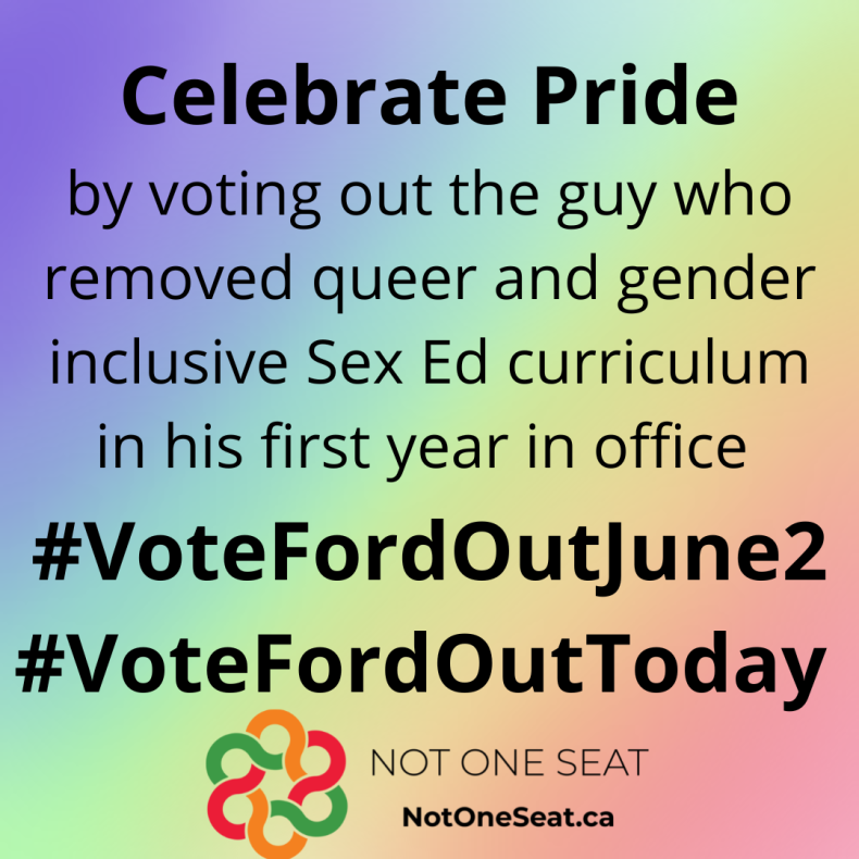 notoneseat's tweet photo. #TBT to that time Ford rolled back the Sex Ed curriculum and we all got mad. 

Already voted? Remind your family and friends, or contact your nearest #UnityCandidate and volunteer to help #VoteFordOutJune2. https://t.co/iH0B5fNRbf https://t.co/5wNPhWeqjX