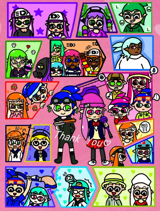 #引用RTで絵をあげて5人指名してバトンでお気に入りの絵を載せる 
時間をかけて作った集合絵がお気に入りです https://t.co/X6COmmnMk7 