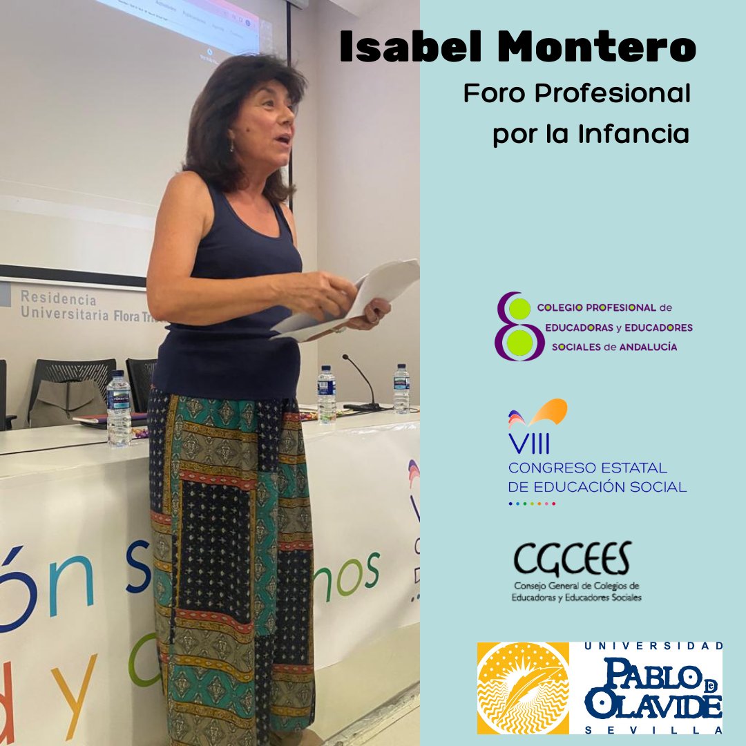 Isabel Montero, del Foro Profesional por la Infancia, nos ha presentado el vídeo Dueños del Universo, disponible en fpia.eu/videos/ #8congresoedusojornadasevilla
