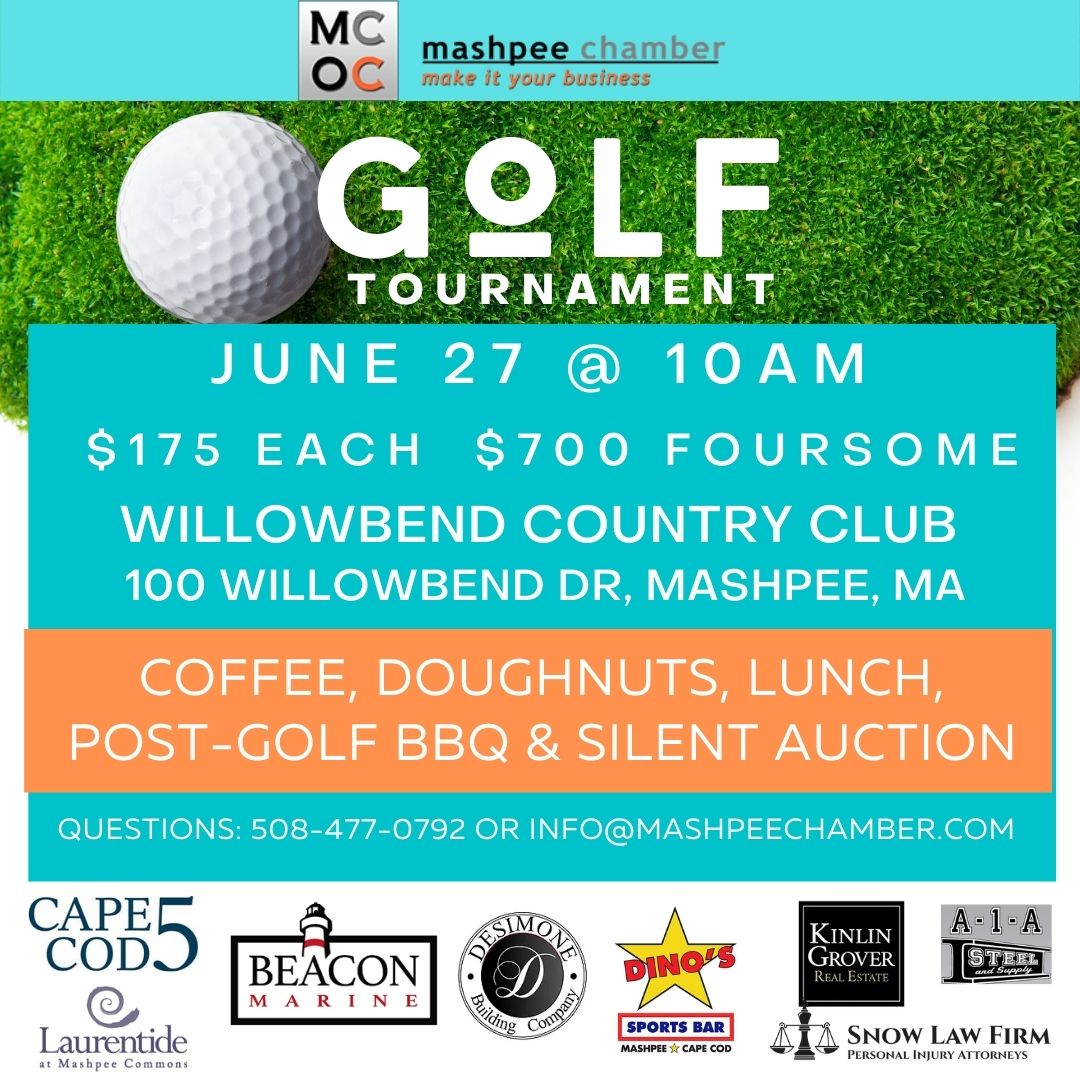 MashpeeChamber's tweet photo. Golf season is upon us and we want YOU to come support the Mashpee Chamber in our Annual Golf ⛳️ Tournament on June 27th at Willowbend. 
Click below to PLAY or email us to SPONSOR‼️
https://t.co/ahE7cGDs9K
#mashpeechamberofcommerce #mashpeechamber #mashpee #golftournament https://t.co/4AEULyVBHV