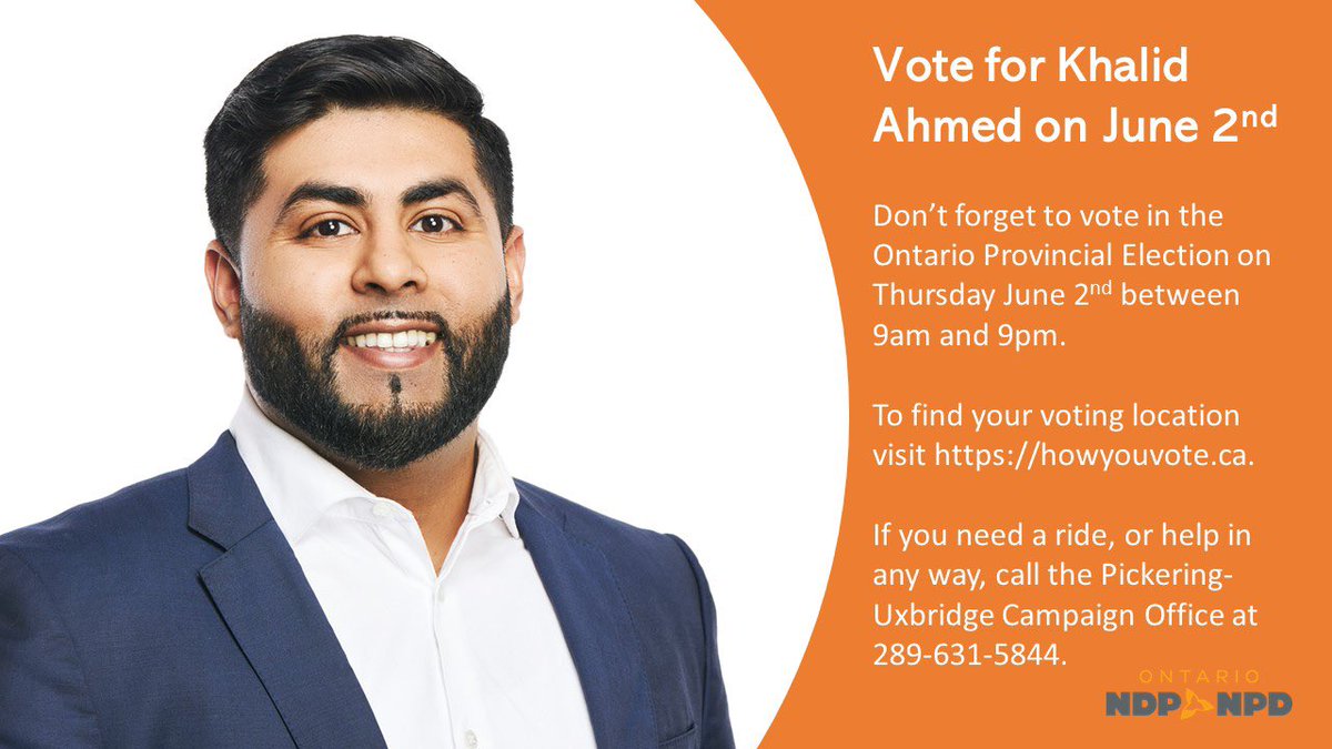 khalidforMPP's tweet image. Election Day! Let’s elect an @OntarioNDP government that will be working for you. Strong. Ready. Working for you.