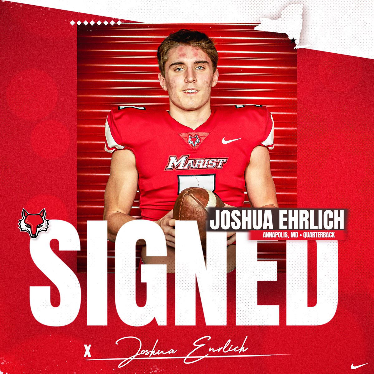Marist_Fball's tweet photo. From Annapolis, Maryland - welcome quarterback Joshua Ehrlich!

#GoRedFoxes #DefendTheDen https://t.co/NjwENOZhNc