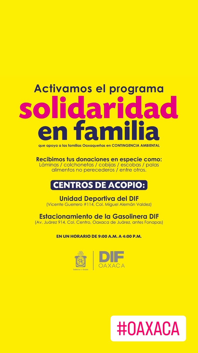 oaxacaes's tweet photo. Centros de acopio en #Oaxaca para comunidades afectadas por el huracán #Agatha … https://t.co/mDtuGj64WQ