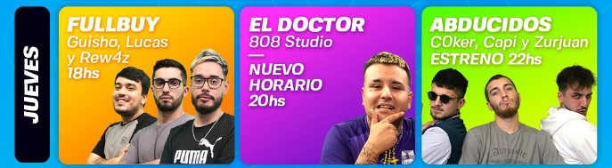 PeekLatam's tweet photo. #ProgramaciónPEEK⚡️
¡Hoy tenemos un día lleno de tus #streams favoritos!
Arrancamos con los mejor de la escena de #Esports #FULLBUY. Luego se viene los mejor de la escena urbana con #808studio, y al finalizar vuelve la nave #Abuci2 💯❤️🔥
🟣https://t.co/9KmQ7lRbyV https://t.co/xaGZTJgdcC