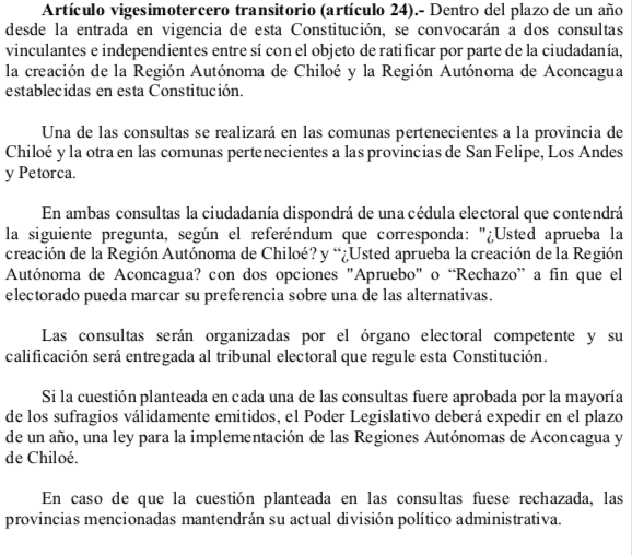 📌Inicia el debate

CC <a href="/jjlalvarez/">Julio Alvarez Pinto</a> se refiere al art 23 sobre consulta popular para creación de regiones de Chiloé y Aconcagua. "Es la culminación de la última iniciativa popular que conocerá este Pleno y la única que se refiere a la división político-territorial", señala