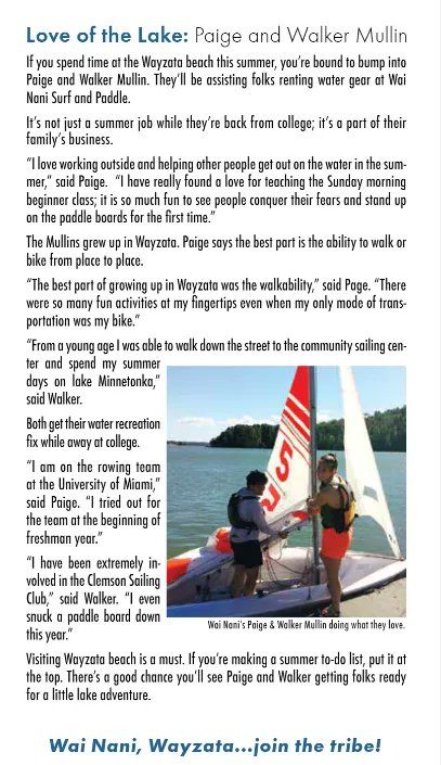 Thank you Nate Leding &amp; Wayzata Together for showcasing Wai Nani in your June Edition.  Walker Mullin Lilly Paige Mullin and our family definitely Love the Lake!

buff.ly/3aim9HQ