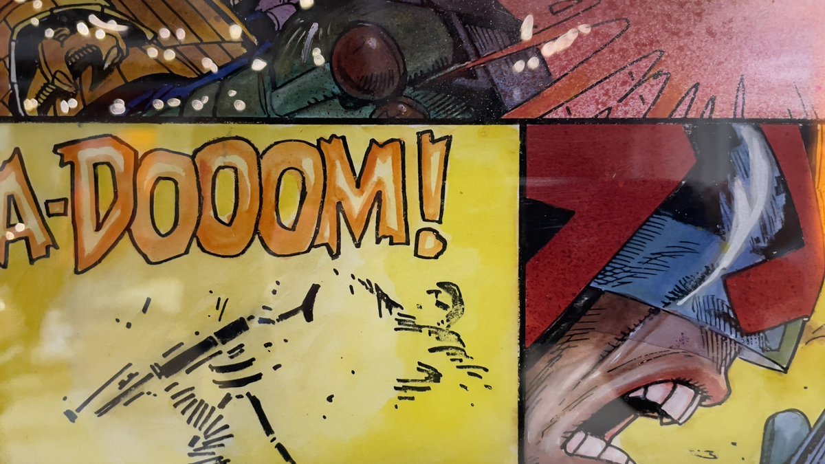 ShaunArmstrong's tweet photo. Excellent exhibition of original artwork by Steve Dillon at #HatHouse in @TheHatDistrict free but booking required. @culturetrustuk #cartoonart #judgedredd  #Marvel #DrWho #Luton https://t.co/SyG2HuNRvT