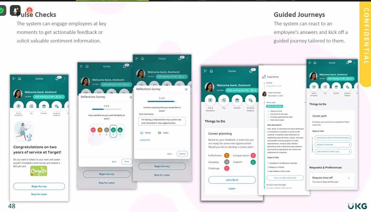 erennie_'s tweet image. Uplifting #employee #engagement and experiences with two key developments: #Pulsechecks that feature actions &quot;things to do&quot; AND  UKG Talk, a mobile-first solution enabling collaboration and communicate amongst teams via chats and videos @UKGInc #HCM #UKGAnalystSummit