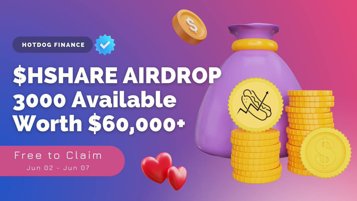 🚨 Airdrop: Hotdog Finance
🔥 Total Reward: 3000 $HSHARE
🛃 Website: hotdogfinance.io
🤖 Airdrop Link : hotdogfinance.io/#/airdrop
🔴 Disclaimer: Please do your own research (DYOR) before joining to any airdrops project, also airdrop is 100% free. Don't send any fee or penny!
