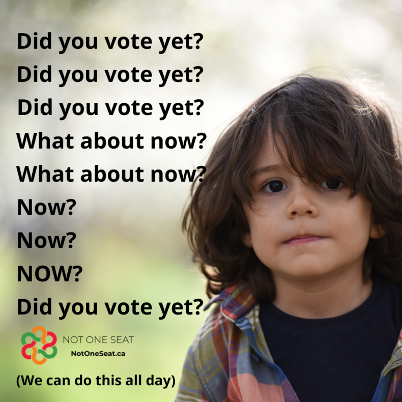notoneseat's tweet photo. Do it for the kids! And the climate. Seniors. HCWs. Teachers. The disabled. Renters. LTC....

Already voted? Remind your family and friends, or contact your nearest #UnityCandidate and volunteer to help #VoteFordOutJune2. https://t.co/iH0B5fNRbf https://t.co/Yr1W2RUS4N