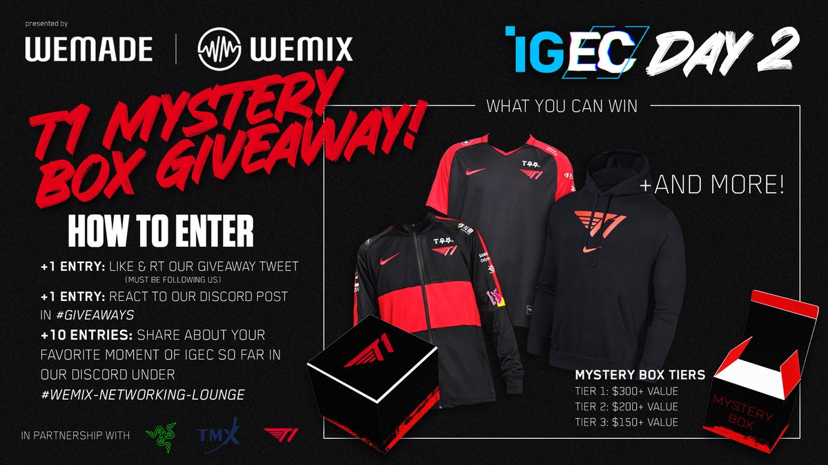 InvenGlobal's tweet image. It's the final day of #IGEC2022 so we're going big!

5 lucky folks in the Continental U.S. have a chance to win a mystery box filled with T1 merch! To enter: 

➼ Follow, Like, &amp;amp; RT this tweet
➼ Join our Discord for a chance at up to 11 extra entries

🤖 discord.gg/hBAG2mqjEK
