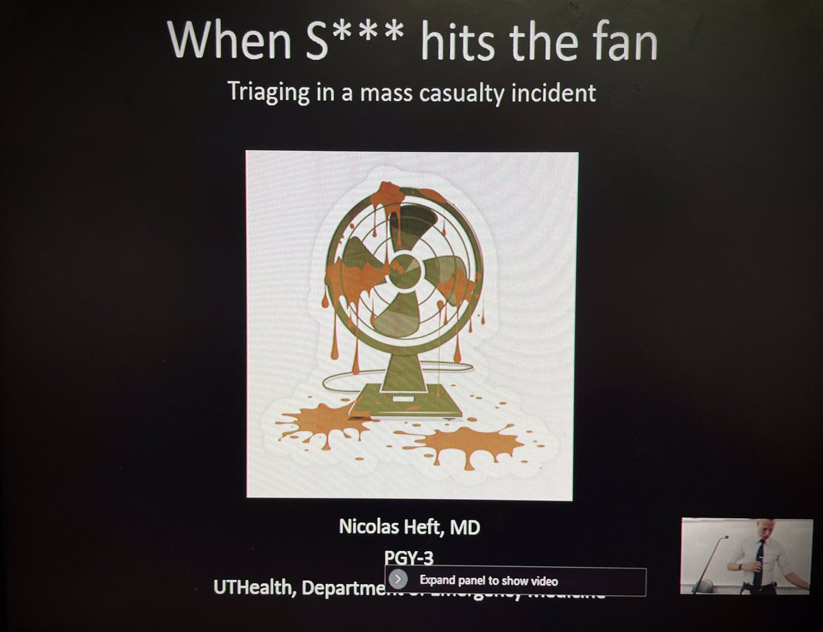 TakenakaKay's tweet photo. Senior grand rounds by Dr Nicolas Heft including his personal experience/close call with an MCI (notice the PGY3 level title for his presentation) #McGovernEMConference https://t.co/FR1G3JRj2N