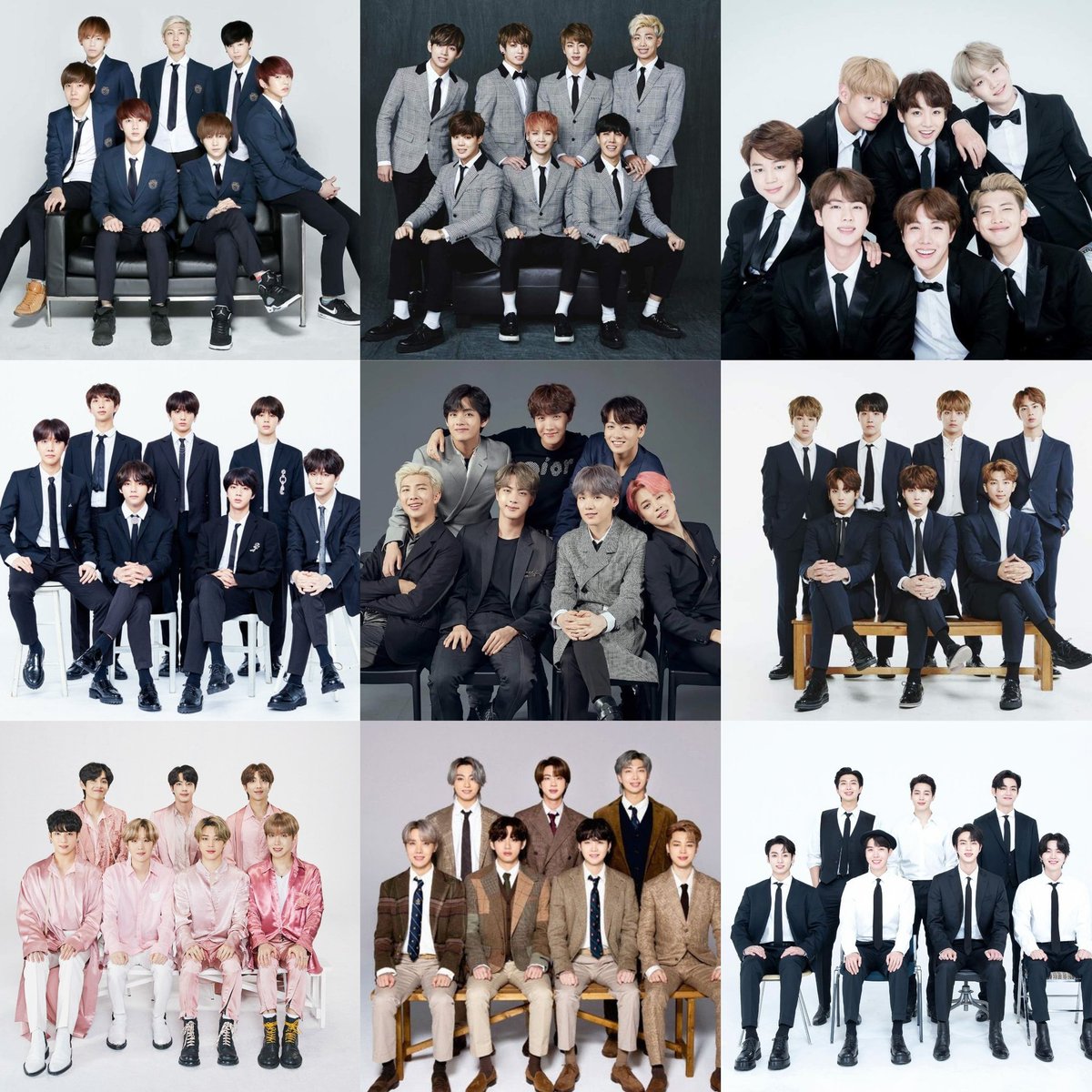 Lavende03's tweet photo. @bts_bighit BTS family portraits through out the years https://t.co/BktqeyKvbf