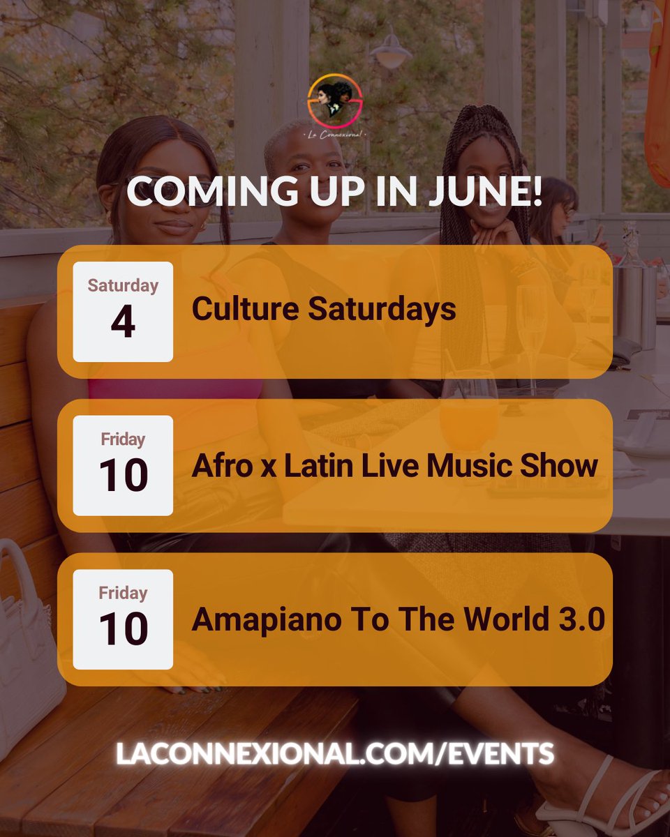 laconnexional's tweet photo. This Summer is about to be lit🔥 
Save the dates and tell your friends to tell another friend and let's get this summer started!🔥

RSVP at https://t.co/UkvUltmI7i (or check the link in our bio 🚀)

#CultureSaturdays #yeg #yegevents #yeglifestyle #yegsocial #yegsocial #edmonton https://t.co/3aebyL6KGJ
