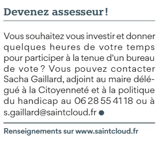 SachaGaillard's tweet photo. 👉Vous habitez Saint-Cloud ?
👉 Vous êtes inscrit sur les listes électorales à Saint-Cloud ?
👉 Vous souhaitez participer à la tenue d'un bureau de vote à Saint-Cloud ?
N'hésitez pas à me contacter, je me tiens à votre disposition ! 🗳️
#Assesseurs #Elections #Législatives https://t.co/DhuLvCzIWd