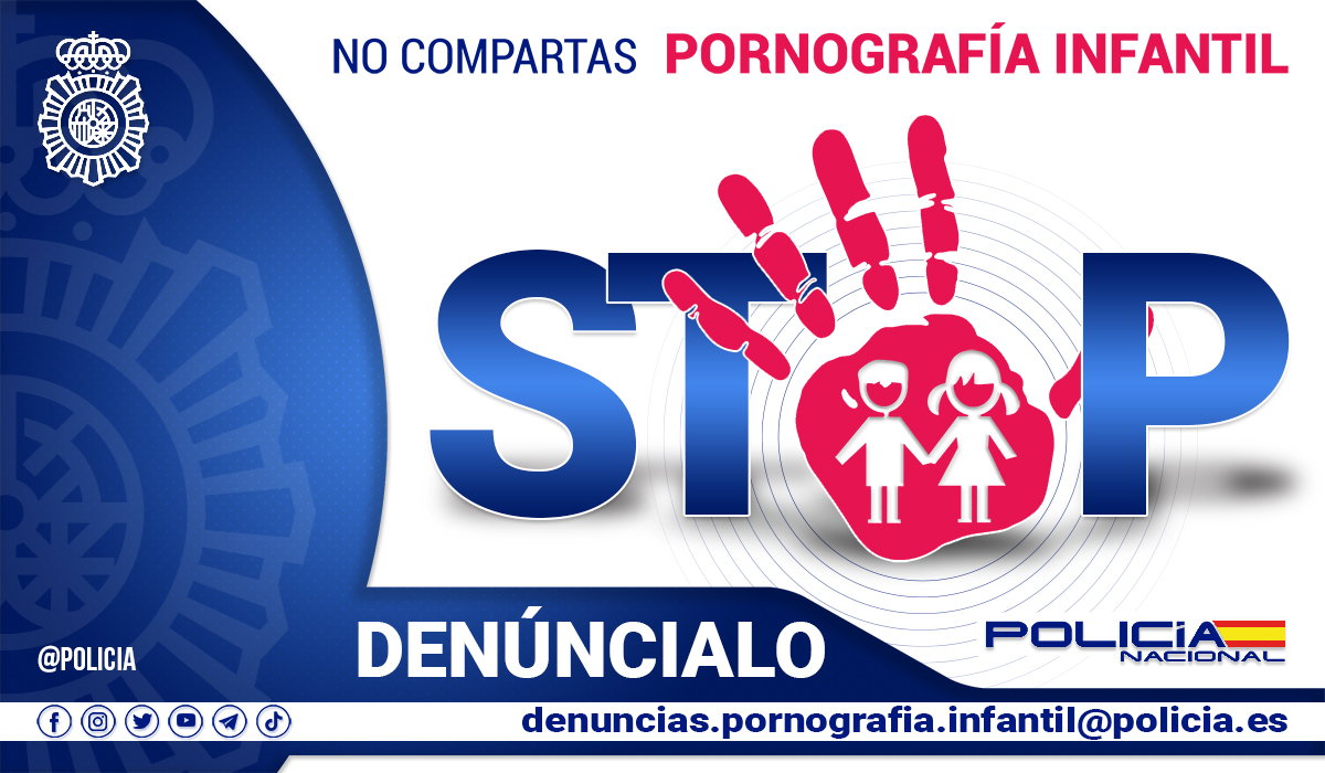 policia's tweet photo. Si encuentras archivos de #pornografíainfantil

¡NUNCA COMPARTAS!

📩 Envía el contenido a 
denuncias.pornografia.infantil@policia.es para que podamos investigarlo 

#StopPornografíaInfantil https://t.co/g61P6i3jqP