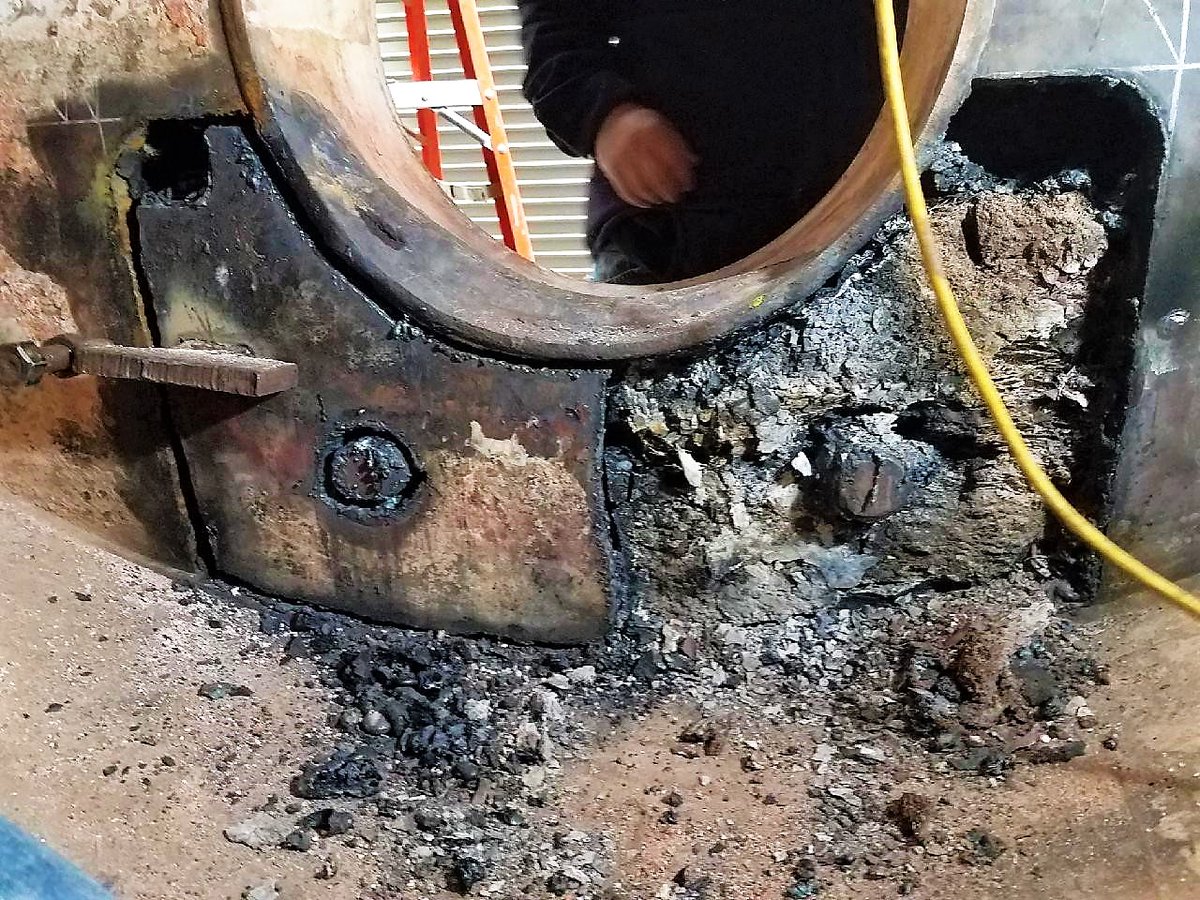 RasMech's tweet image. Our boiler repair team is working hard inside this boiler today, performing a code repair on a rear access plug for a local facility. #coderepair #welding #boilerrepair