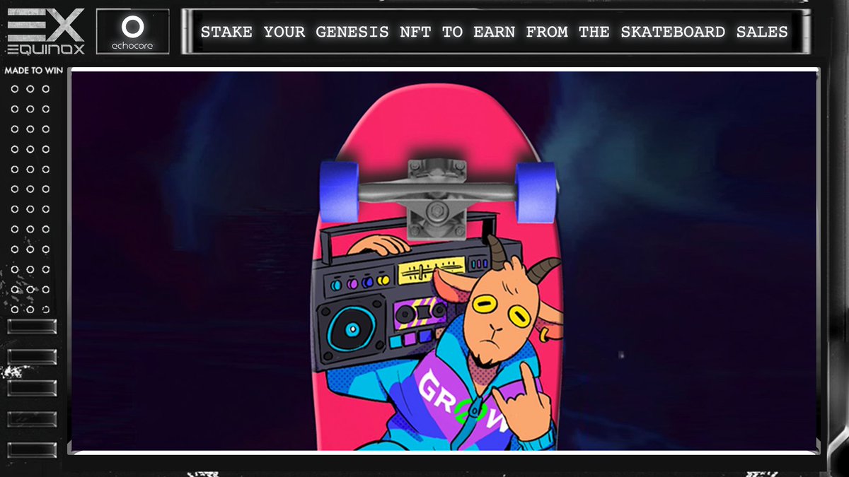 NOX_Ecosystem's tweet photo. With @echocore_io every day is Friday!

As a great combination of art &amp; story telling, #Echocore continues fascinating us❣️

Now you can stake your Genesis #NFT to earn from their Skateboard NFT collection 🛹

12/12 https://t.co/bsnulC0HLP