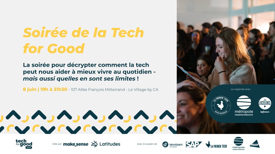 📆Tech For Good Tour - soirée d'inspiration le 8 juin Réservez votre mercredi 8 juin, à partir de 19h00, au Village by CA au 107 All. François Mitterrand à Rouen.
<a href="/VillageCA_Rouen/">Le Village by CA Rouen Vallée de Seine</a> <a href="/Bpifrance/">Bpifrance</a> <a href="/MetropoleRouenN/">Métropole Rouen Normandie</a>
 
Informations et inscriptions 👉 bit.ly/Soir%C3%A9eTFG…