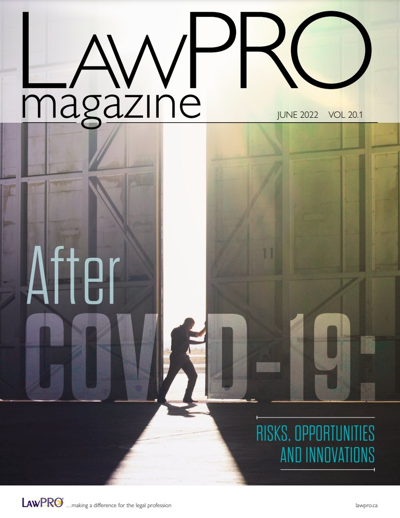 The new issue of <a href="/LAWPRO/">LAWPRO</a> Magazine looks at important changes and innovations happening in Ontario today as the legal profession adapts to the new "normal" #OntarioLawyers #innovation practicepro.ca/wp-content/upl…