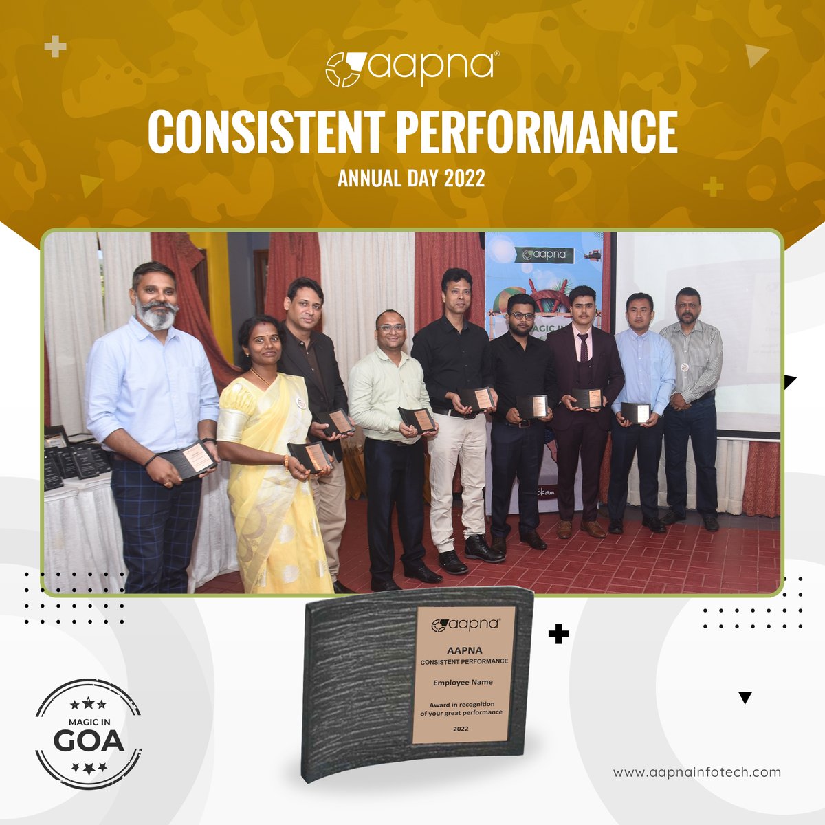AAPNAInfotech's tweet photo. ‘'Consistent Performance Award’ celebrates the credibility, consistency, and efforts of our commandos! 

Thank you for inspiring everyone around you too, and help AAPNA achieve incredible results ! 

#consistentperformance #dedication #hardwork #awardceremony #award #awards https://t.co/4LA1elXXxF