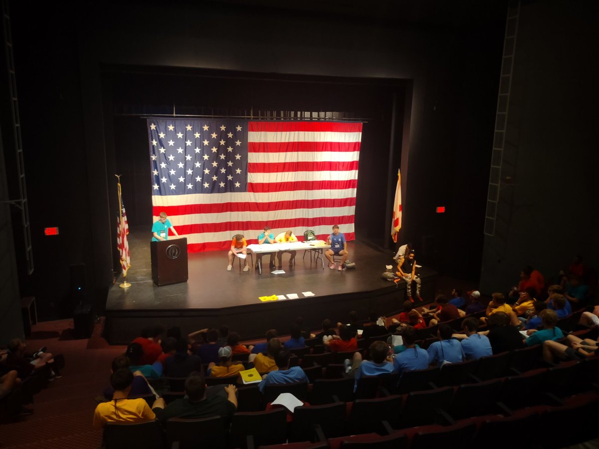 Alabama Boys State House of Representatives getting started debating bills this morning.  #albs22 #americanlegion