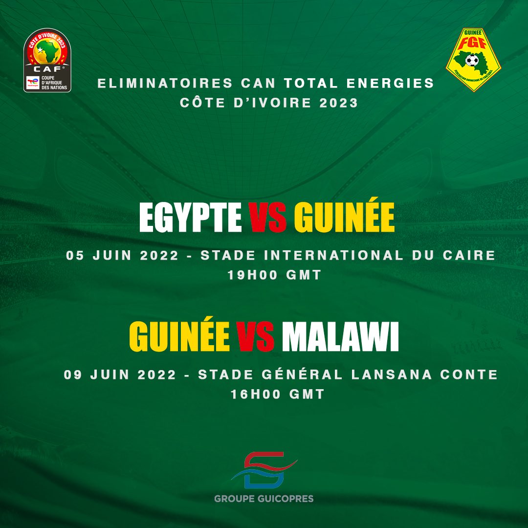 fgfofficiel's tweet photo. 🗓⌚️𝗗𝗮𝘁𝗲𝘀 𝗲𝘁 𝗵𝗲𝘂𝗿𝗲𝘀 𝗲𝘅𝗮𝗰𝘁𝗲𝘀 𝗱𝗲 𝗻𝗼𝘀 𝗱𝗲𝘂𝘅 𝗽𝗿𝗲𝗺𝗶𝗲𝗿𝘀 𝗺𝗮𝘁𝗰𝗵𝘀 𝗲𝗻 é𝗹𝗶𝗺𝗶𝗻𝗮𝘁𝗼𝗶𝗿𝗲𝘀 𝗱𝗲 𝗹𝗮 𝗖𝗔𝗡 𝗧𝗼𝘁𝗮𝗹𝗘𝗻𝗲𝗿𝗴𝗶𝗲𝘀 𝗖𝗼̂𝘁𝗲 𝗱’𝗜𝘃𝗼𝗶𝗿𝗲 𝟮𝟬𝟮𝟯  

#AFCON2023Q #FGF #ConorFGF #Guinée https://t.co/6Jvm0jaJV9