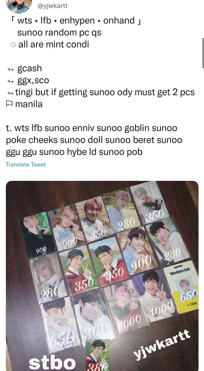 15haulz's tweet photo. BEWARE OF USER @/yjwkartt !

they are the one who scammed me by posting a claiming tweet for tingi sunoo in demand pcs. parehong pareho yung items na pinopost niya sa old acc nya na ginamit pang scam sa marami. napaka kapal talaga ng mukha tangina mo saksak mo yang mga ninakaw mo https://t.co/UoMpY5BL9I