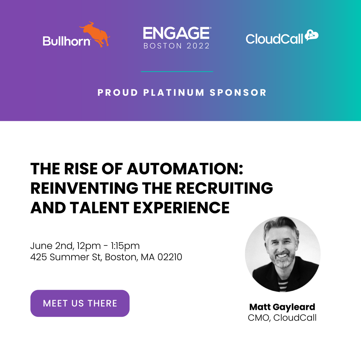 CloudCall's tweet photo. How will the rise in of #automation affect #recruitment and the #talent experience?
If you're at @Bullhorn Engage Boston, you can join our CMO, Matt Gayleard, at 12pm to find out!
#bullhornengage #engageboston #bettertogether #cloudcallforbullhorn #meetthemoment https://t.co/k0VANtObCw
