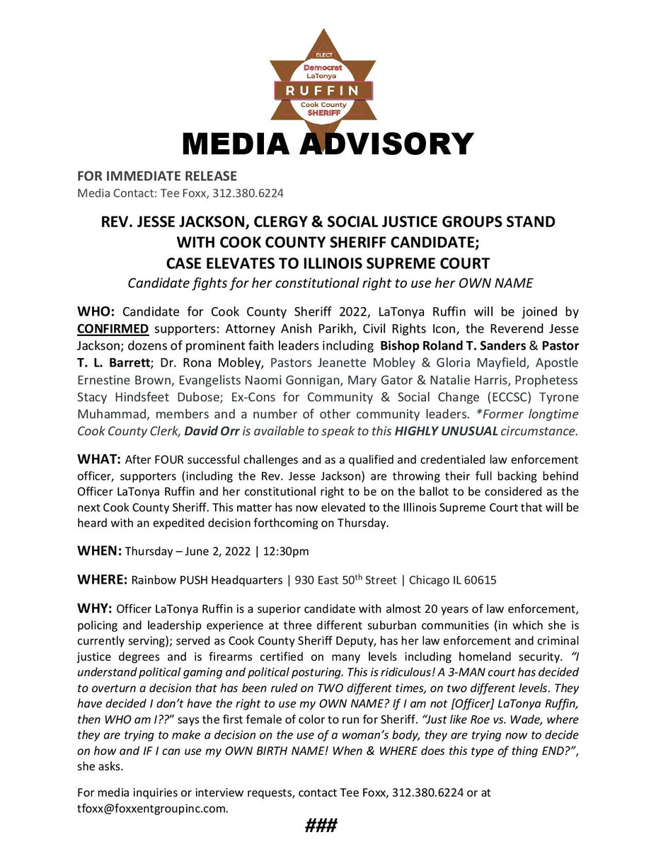 BREAKING NEWS: CC SHERIFF RACE IN SUPREME COURT TODAY! Jesse Jackson & others lend their voice! @WVON1690 @mazjac @MediaDervish @JoanEspositoCHI @NickGale_WLS @Ashlee_Rezin @MRelerfordNBC @wlsam890