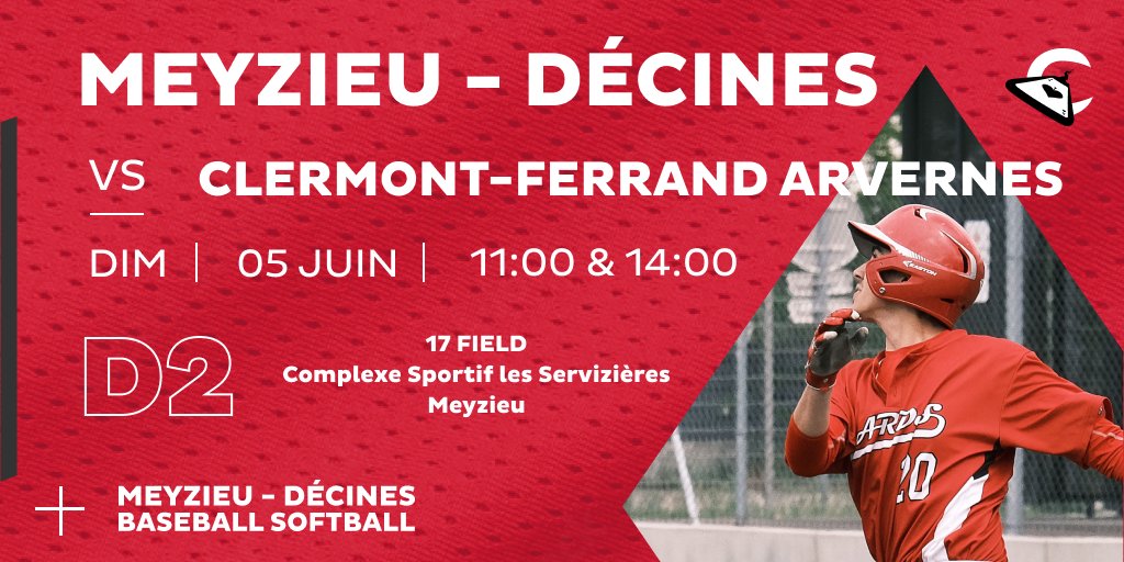 ⚾️ Championnat de France Division 2
📆 Dimanche 5 Juin 2022
🆚 Clermont Ferrand
⏰ playball 11h &amp; 14h
📌  17Field - Complexe des servizieres - Meyzieu
🥤 Buvette ouverte !
📺 Match en live sur la chaine youtube du club
youtube.com/channel/UCAh1q…
🔴 Go Cards ⚫️