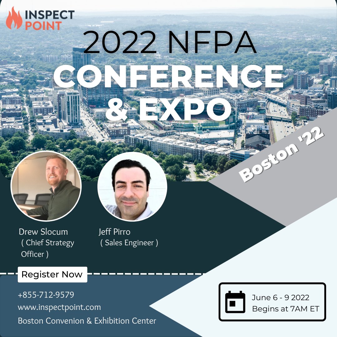 InspectPoint's tweet photo. Join us next week for NFPA Boston! Drew and Jeff are manning our booth June 6th - June 9th. Better yet - email Joanne (joanne@inspectpoint.com) for a free ticket to the expo! We only have 90 tickets so act fast! #inspectpoint #lifesafety #fireprotection
https://t.co/88CbUo4nqk https://t.co/nBn3v9UetJ