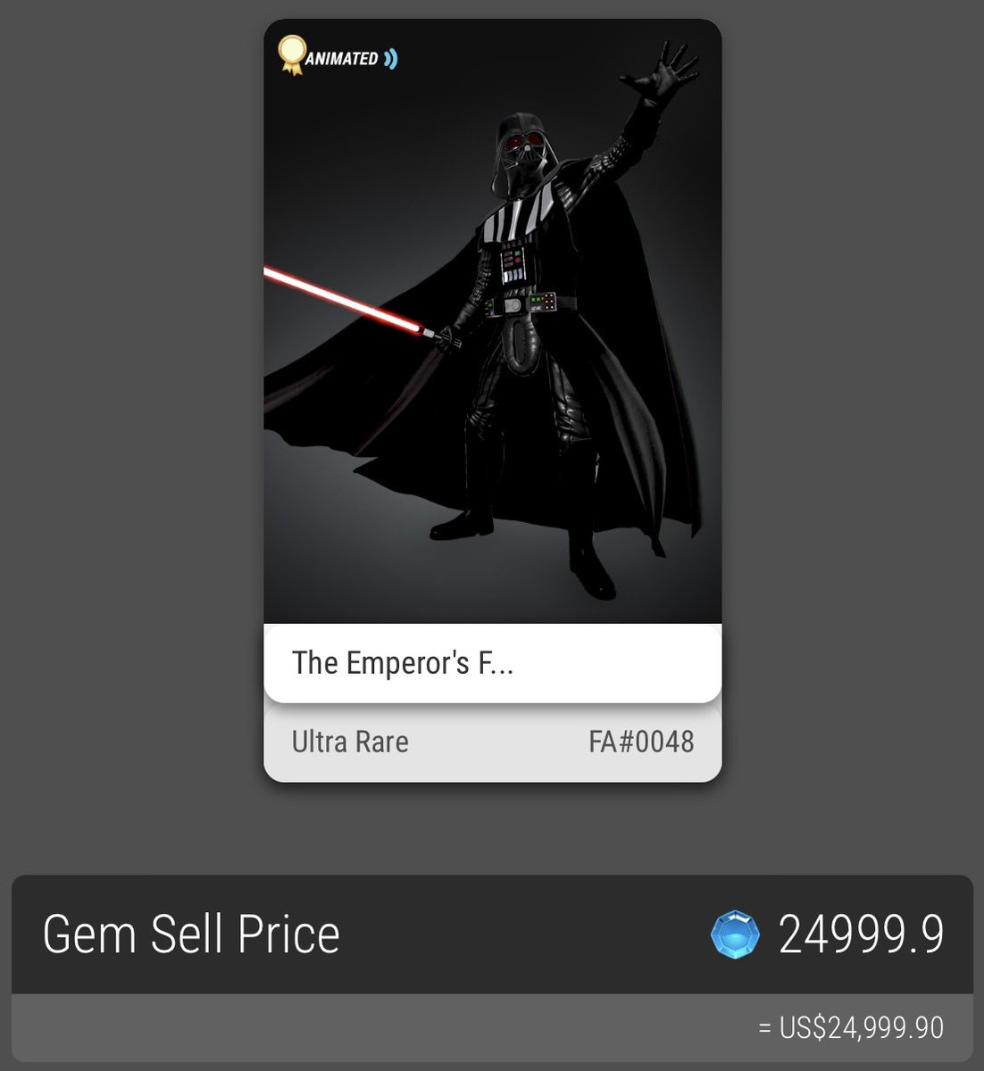 Who wants some free gems? 

I’ll give you a 3% commission if you find me a buyer for this #nft . If this sells, I’ll give one random retweet 1% of the sale. <a href="/veve_official/">VeVe | Digital Collectibles</a> #DarthVader
