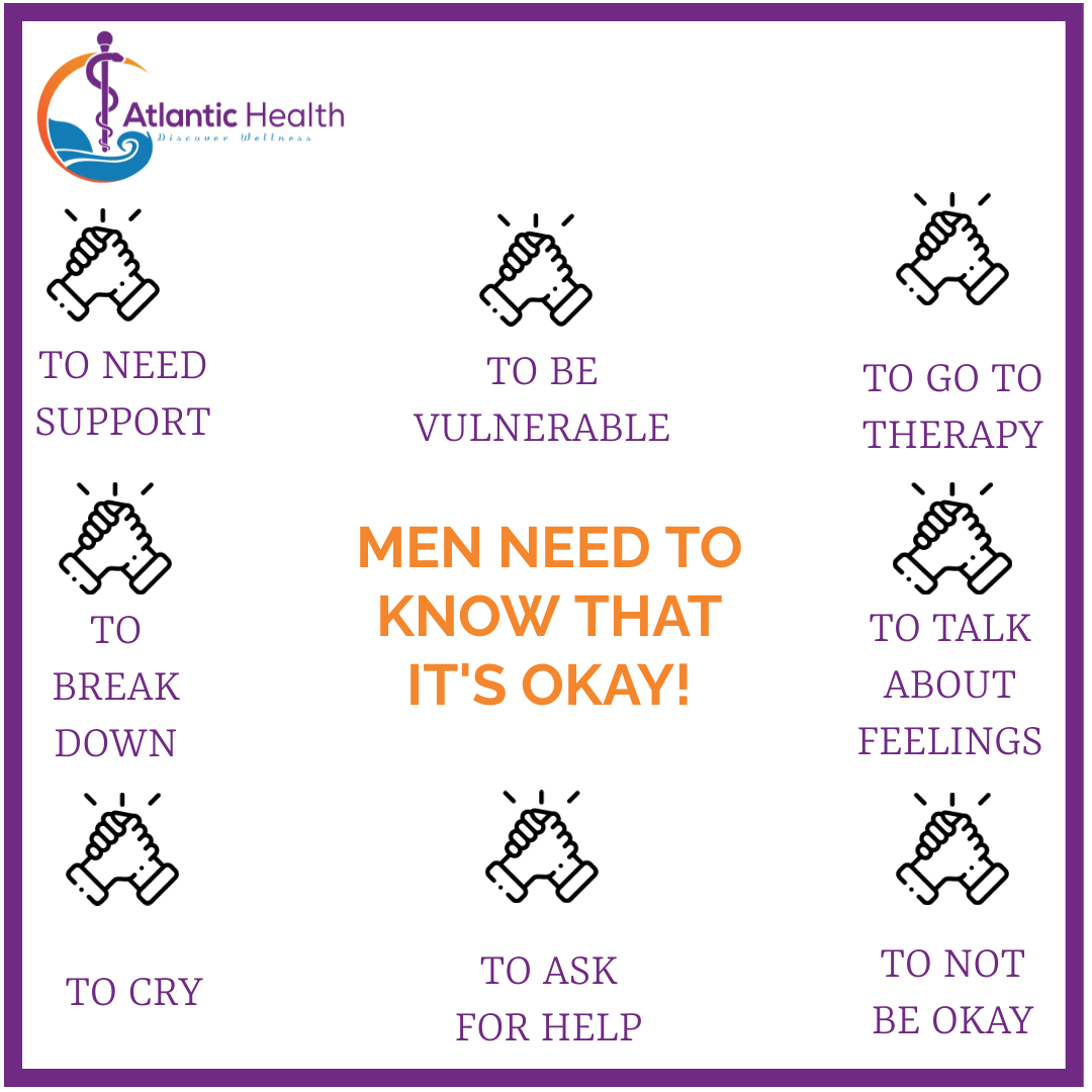 Atlantichealthp's tweet photo. We are often raised to believe that men need to "toughen up". Check-in on your guys. Let them know IT'S OK. 

#healthtipthursday #men  #love #depression #boy #photography #menswear #menfashion #boys  #gym  #mentalhealth #mentalhealthawareness #selfcare #selflove #anxiety #love https://t.co/N8nzYgViI8