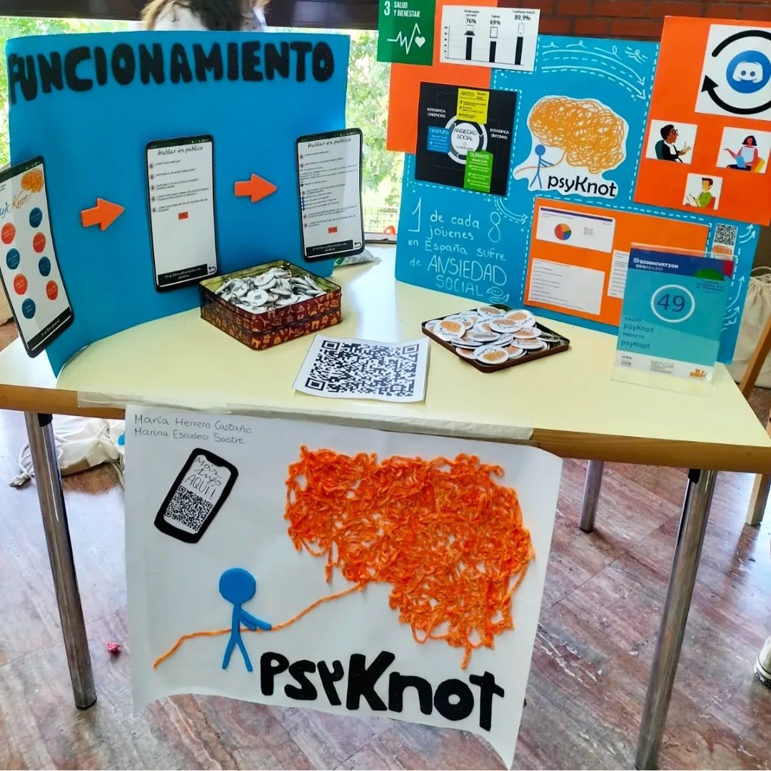 psyknot_app's tweet photo. This was our booth at the technovation 2022 season finale event

On Saturday, May 21, we had the opportunity to publicize our project at the Carlos III University of Madrid thanks to @empowertocode and @TechnovationMad. https://t.co/VMcjjFGCU1