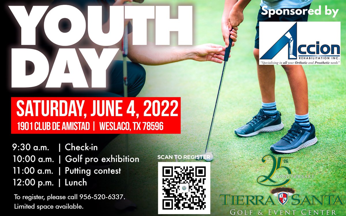 WeslacoChamber's tweet photo. Tierra Santa Golf Course invites you to join them this Saturday for a Golf Pro Exhibition! The event is free and open for children 4-17 years old! Learn from the experts and join in the putting contest! 

Register Now: https://t.co/gDszqgan1b https://t.co/AEqTCJtkrs