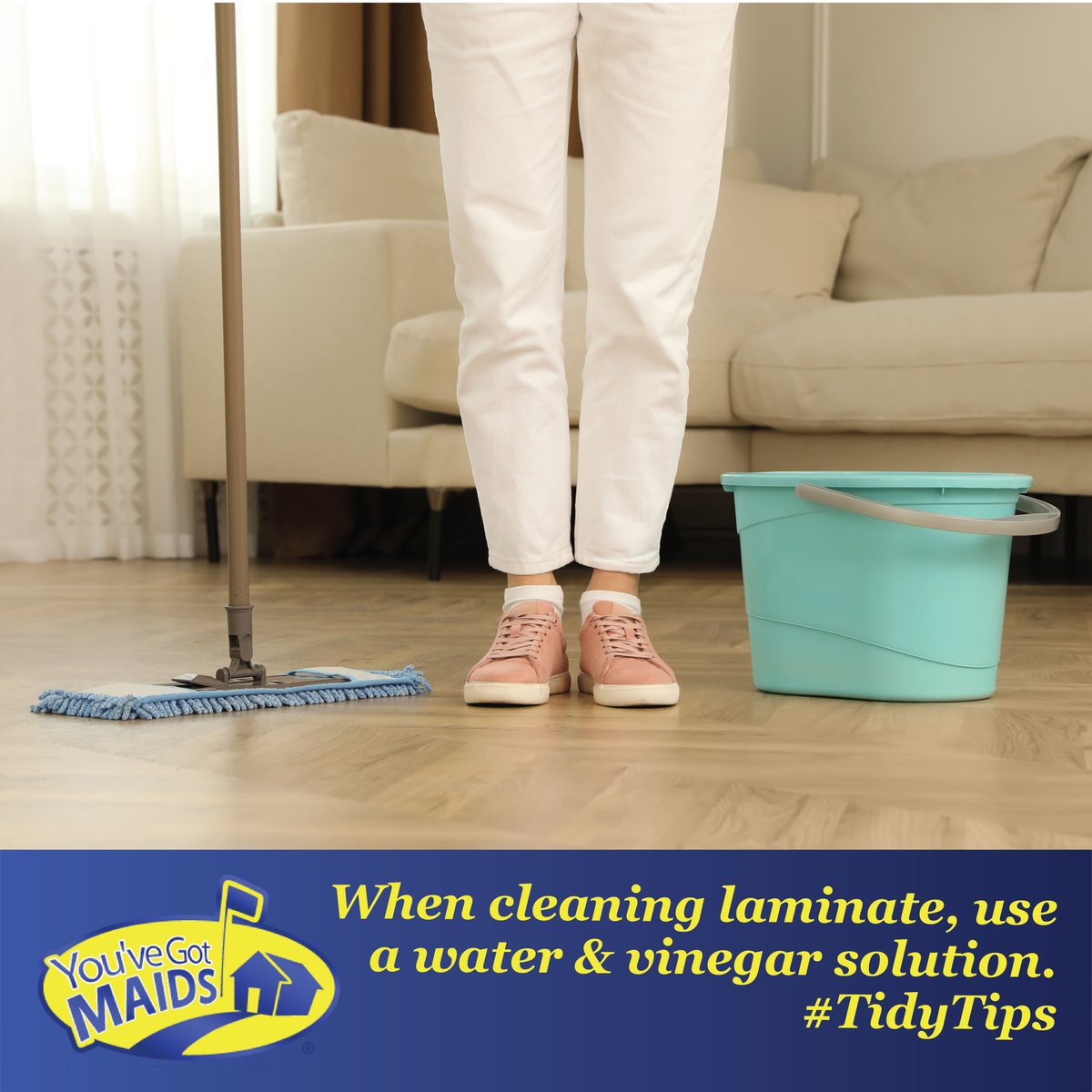 YouveGotMAIDS's tweet image. Did you know that you should never use soap-based detergents on laminate floors? Simply dust or wipe with a lightly dampened mop or use a dilute solution of water and vinegar for marks and stains. #TidyTips
