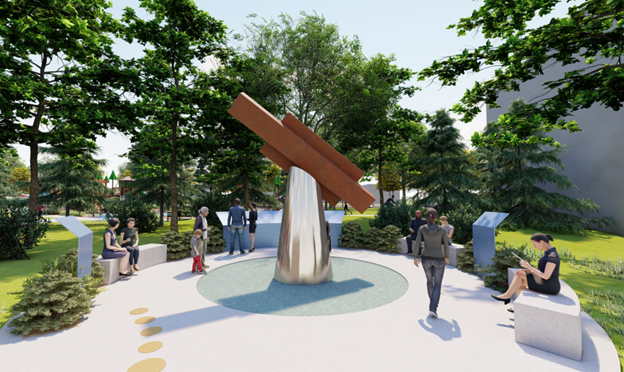 MaderaCounty's tweet photo. Take a look at the 3D renderings of the 9/11 Fire Fighter Memorial Monument. The beam will be set in its final resting place in Courthouse Park at the conclusion of the Old Timers' Day Parade on Saturday September 24. The memorial will be just east of the historic museum. https://t.co/FI2pJ38siF