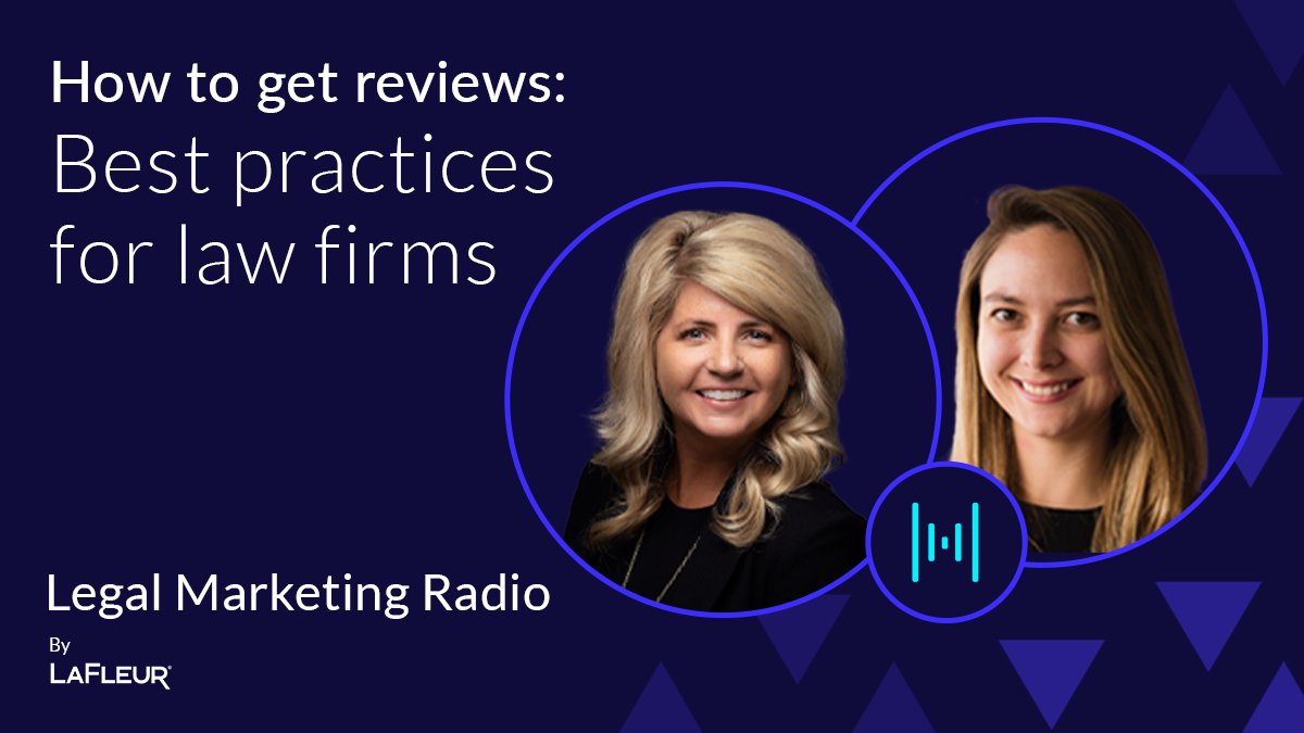 Why should law firms be concerned about Google and other reviews? On this episode of #LegalMarketingRadio, Chip LaFleur discusses these questions (and more!) with Mandy Hicks and Hally Pinaud.

Listen in: lafleur.marketing/podcast/episod…
