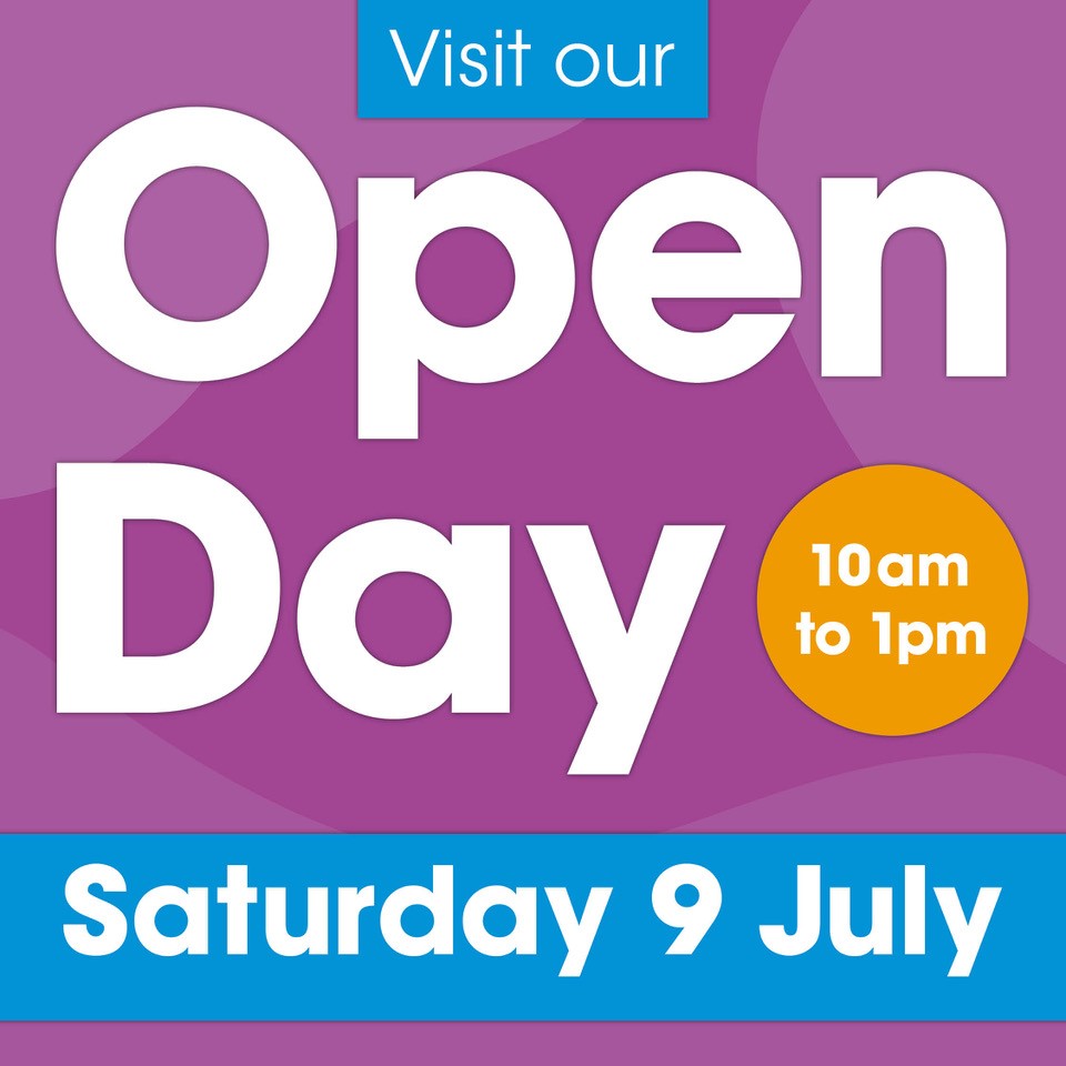 Exploring your options for September or looking to get a head start on your application for next year? Come along to our Open Day on Saturday 9th July from 10am to 1pm! ☀️

Find out more: ow.ly/qqxj50Jfw0j