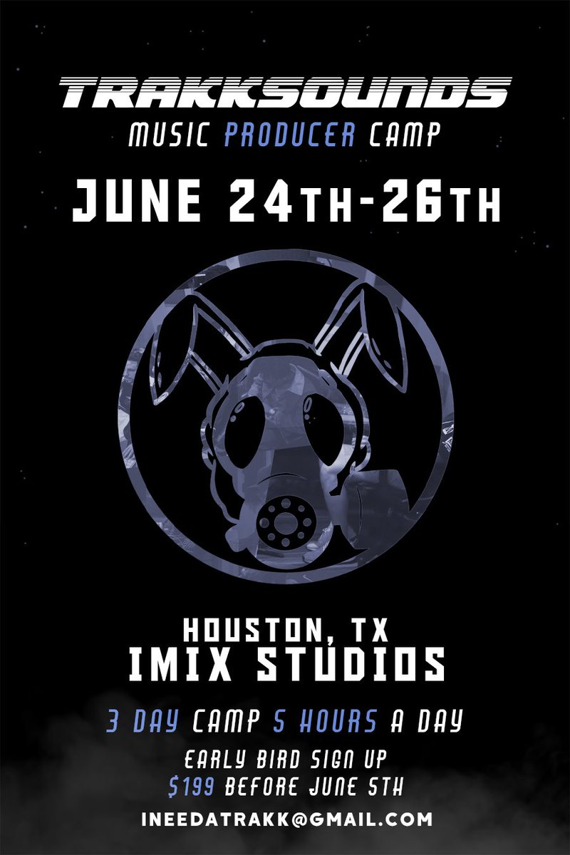 Do you want to learn how to make beats and get into the industry?! ⛺️ TrakkSounds In Studio Producer Camp June 24th-June 26th 2022 in Houston, TX at the legendary IMIX Studios.

tinyurl.com/trakksoundscamp or email ineedatrakk@gmail.com for more info!