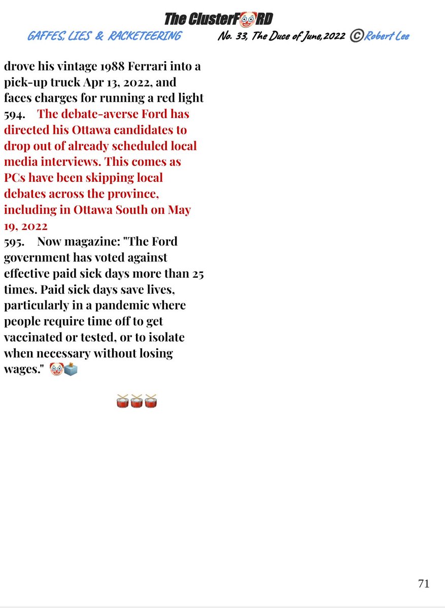 Last page (71) of the #CLUSTERFORD, 595 items, 21,195 words. 

Feels like school's out.

Let's expel Doug.

#VoteFordOutJune2