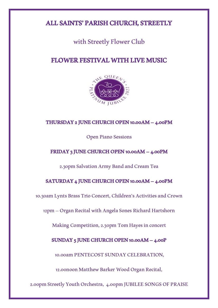 Looking forward to performing at the Streetly Flower Festival on Sunday - see you at 2pm