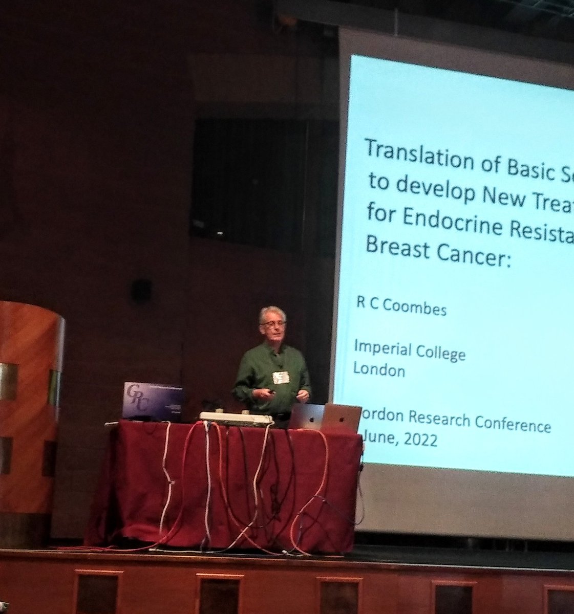 Keynote speaker Raoul Charles Coombes...treating patients with #metastaticdisease. @GordonConf #breastcancer #EstrogenReceptor #tamoxifen