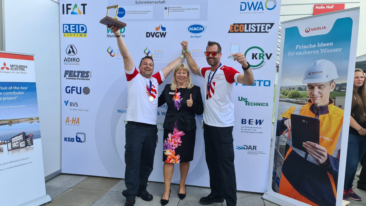 IFATworldwide's tweet photo. An exciting #IFAT2022 & @dwa_ev #WorldWaterSkills challenge finds many winners. We congratulate everyone and thank all participating teams for their great work! #IFAT https://t.co/3lVumvIw4I