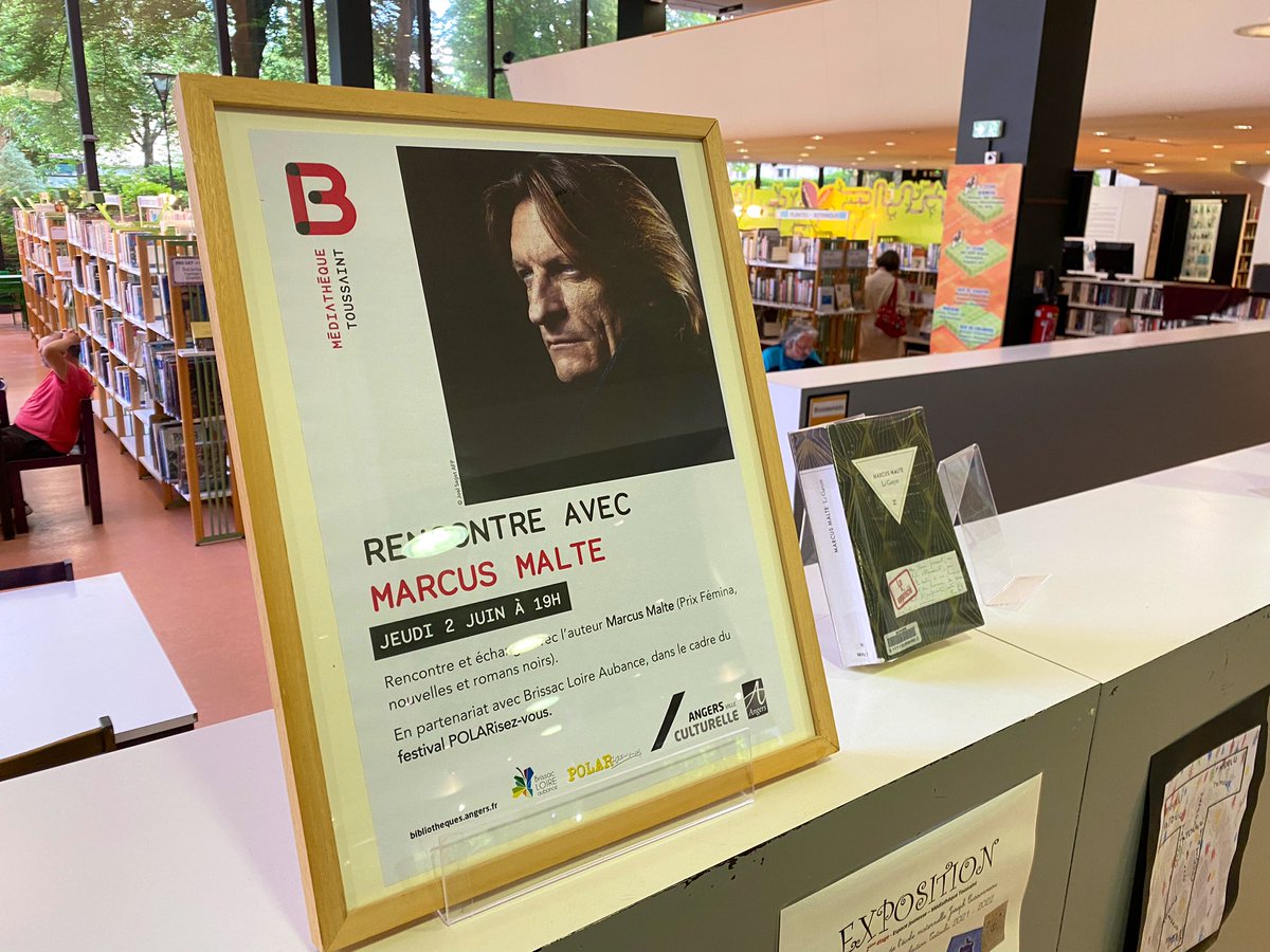 BMAngers's tweet photo. 🔔 Rendez-vous dans 1h à la médiathèque Toussaint pour la rencontre avec Marcus Malte !
#CultureAngers #MarcusMalte @Angers @BrissacLoireAub https://t.co/4j49HBpyXF